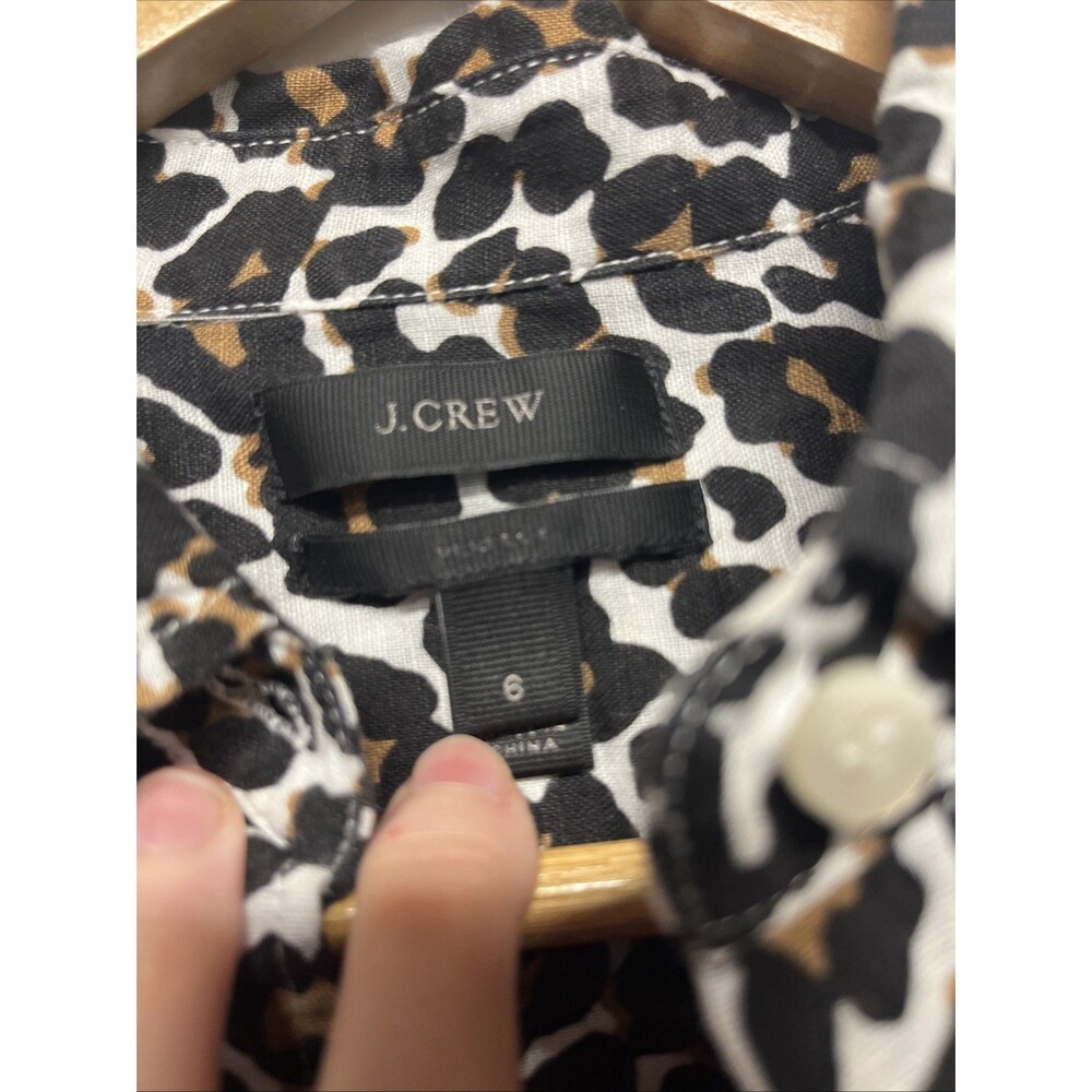 J. Crew Shirt Women’s Size 6 Button Down Leopard Print‎ Long Sleeve - Picture 3 of 5